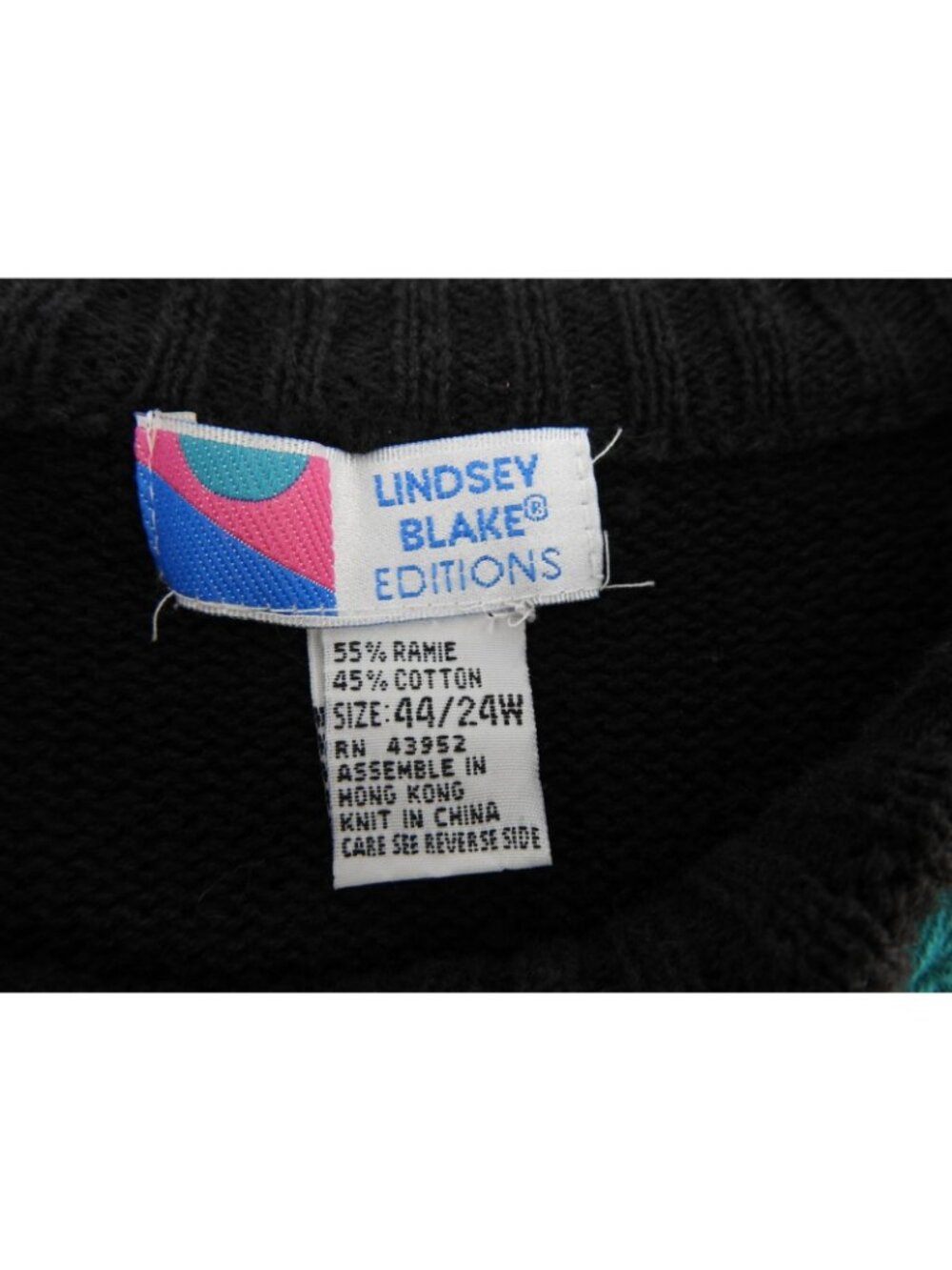 Vintage Lindsey Blake Editions Floral Embroidered Ramie Cotton Sweater Plus 24W - Picture 3 of 7